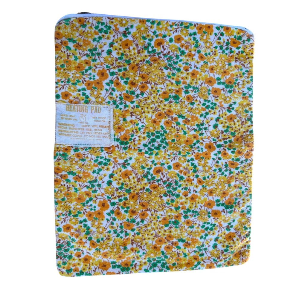 Vintage Floral Heating Pad Cover Orange Yellow Green Retro Zippered Sleeve 11x14